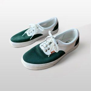 Men's Authentic White With Dark Green Suede Vans Size 9